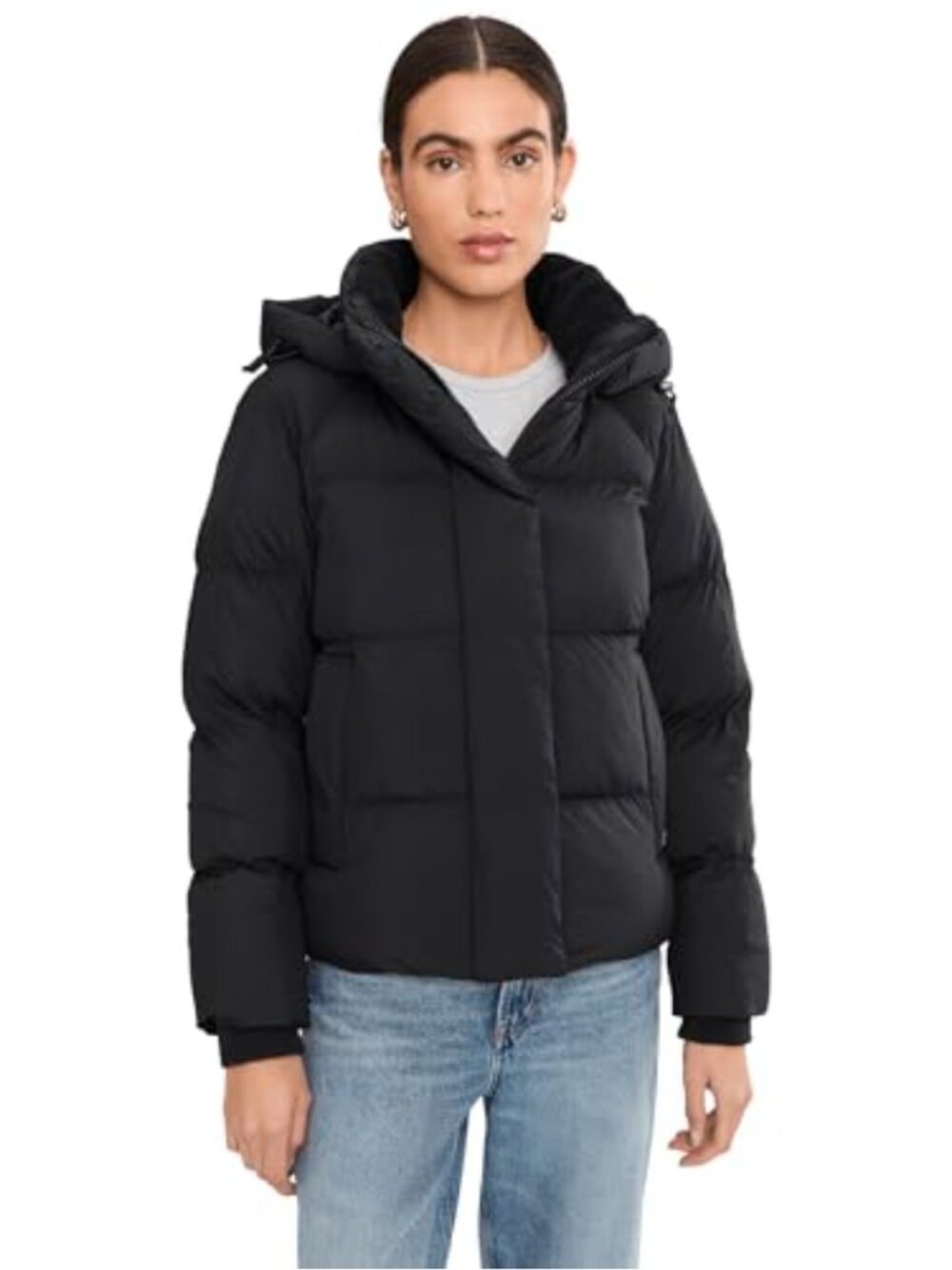 Women's Cloud Puffer Hooded Jacket Water Repellent Zip Off Hood
